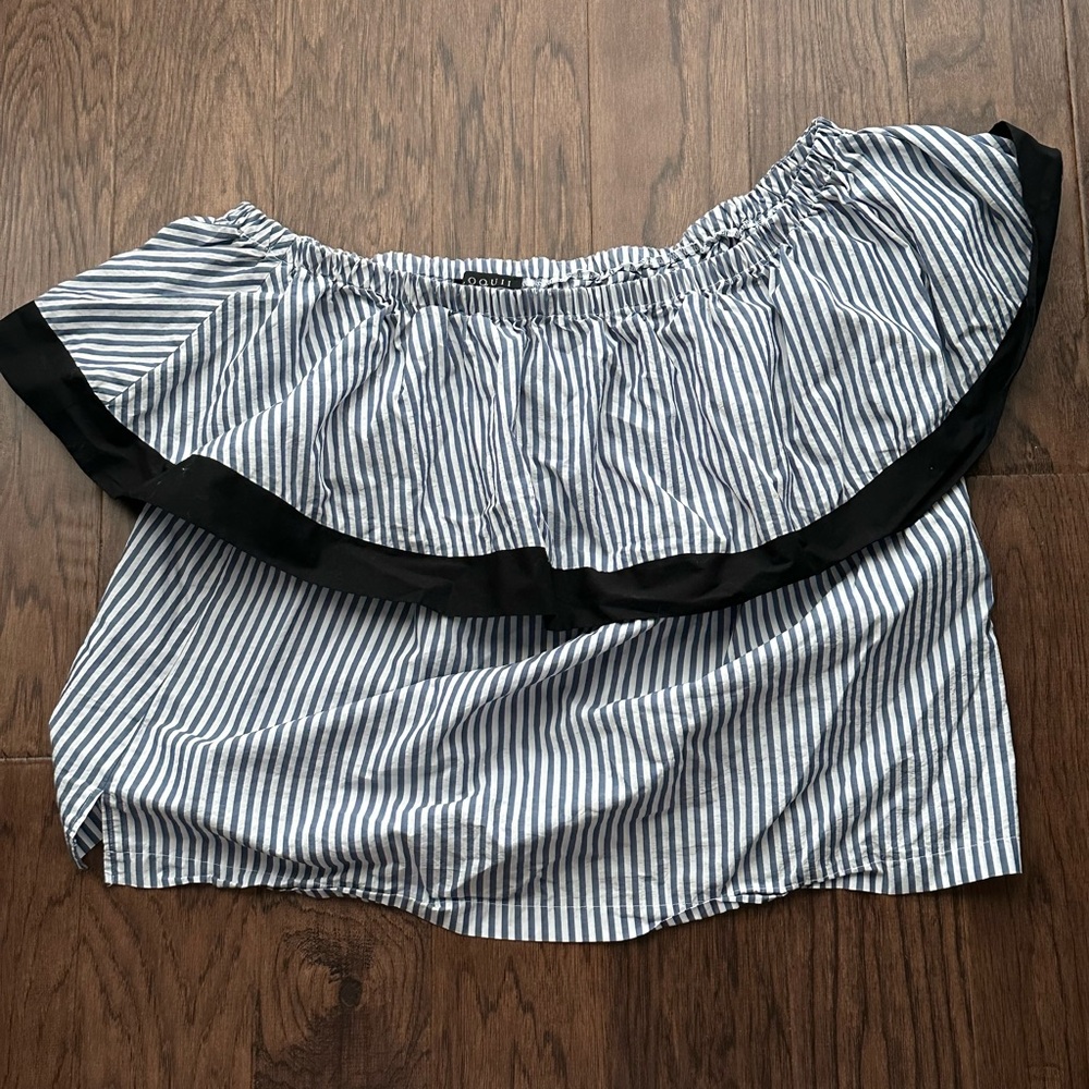 Eloquii Black and White Bubble Top Off The Shoulder